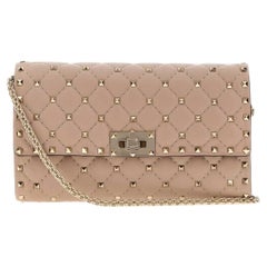 Valentino Garavani Quilted Studded Crossbody Bag — Beige