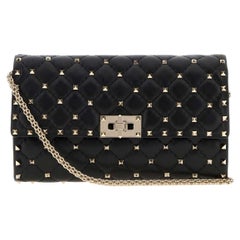 Valentino Garavani Quilted Studded Lambskin Shoulder Bag — Black