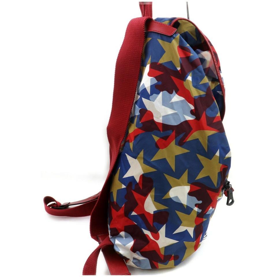 Valentino Garavani Red Blue Printed Camustars Backpack Multicolor 859828 For Sale 2