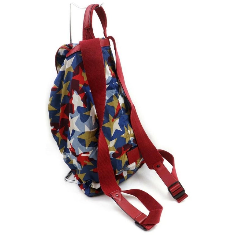 Valentino Garavani Red Blue Printed Camustars Backpack  display picture 2