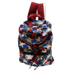 Valentino Garavani Red Blue Printed Camustars Backpack Multicolor 859828