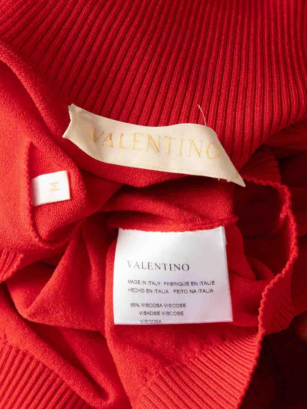 Valentino Garavani Red Faux Pearl Chain Detail Top Size M 3