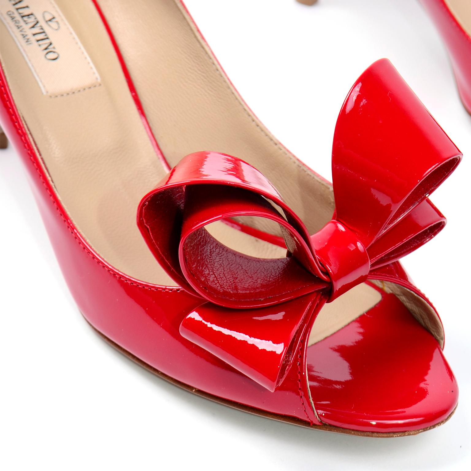 Valentino Garavani Red Leather Bow Shoes With 2.5