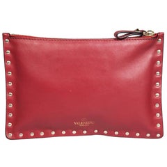 Valentino Garavani Red Leather Rockstud Clutch