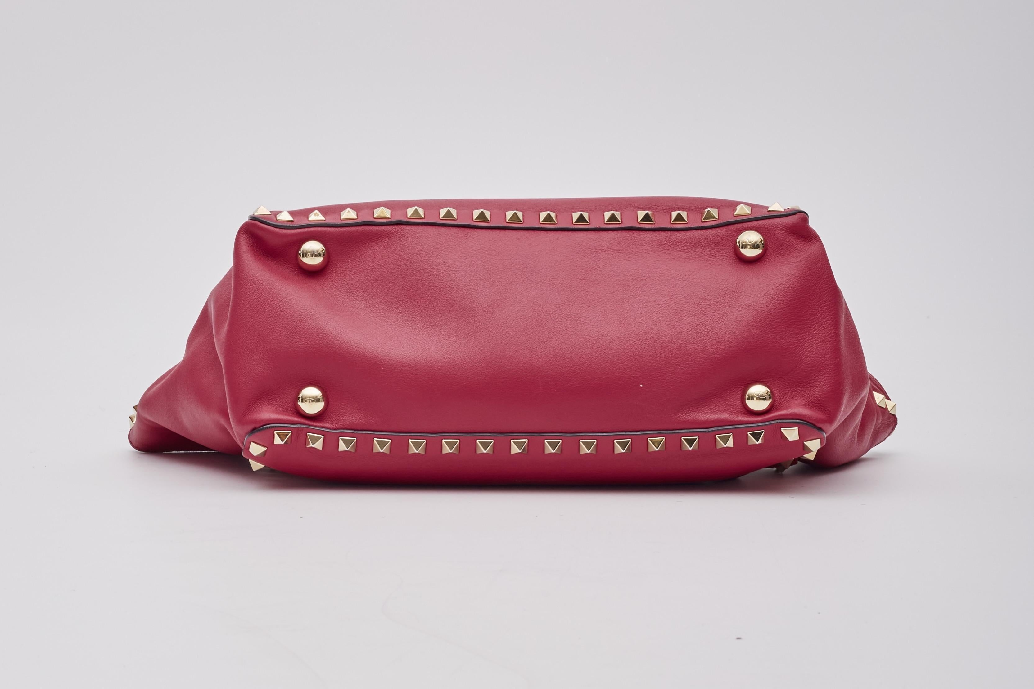 Valentino Garavani Red Leather Rockstud Shoulder Bag 2