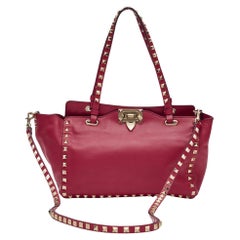 Used Valentino Garavani Red Leather Rockstud Shoulder Bag