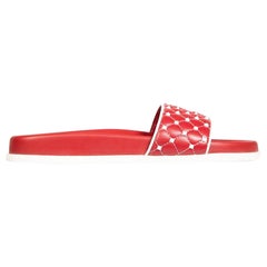 Valentino Garavani Red Leather Rockstud Slides Size IT 38.5