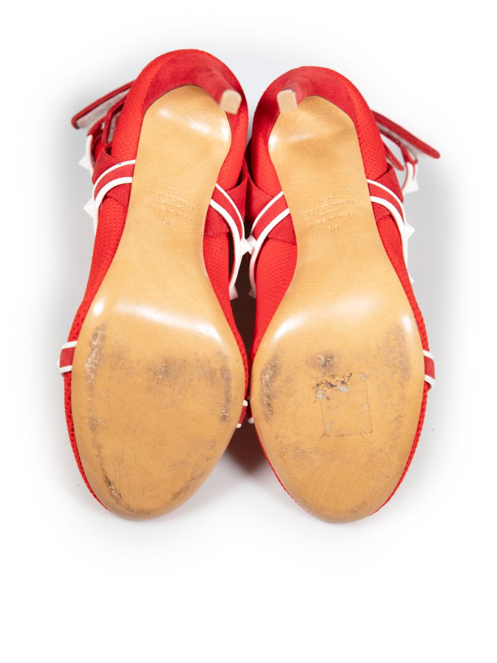 Valentino Garavani Rote Body-Tech-Strickstiefeletten mit Nieten Größe IT 38 Damen im Angebot