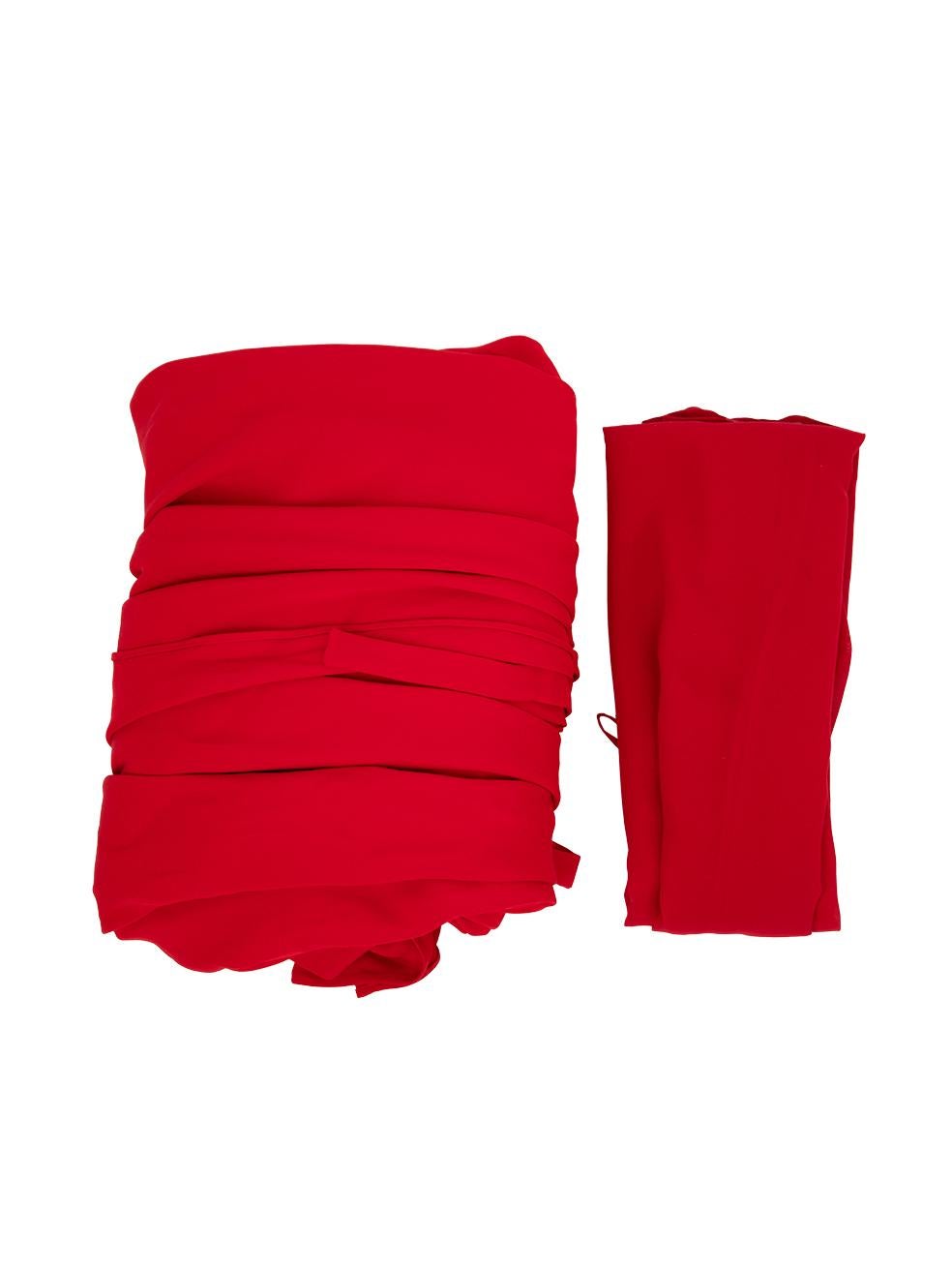 Women's Valentino Garavani Red Silk Sleeveless Cape Detail Gown Size M For Sale