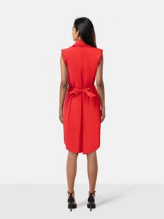 Valentino Garavani Red Sleeveless Lace Ruffle Trim Dress Size S