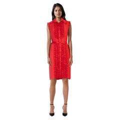 Valentino Garavani Red Sleeveless Lace Ruffle Trim Dress Size S