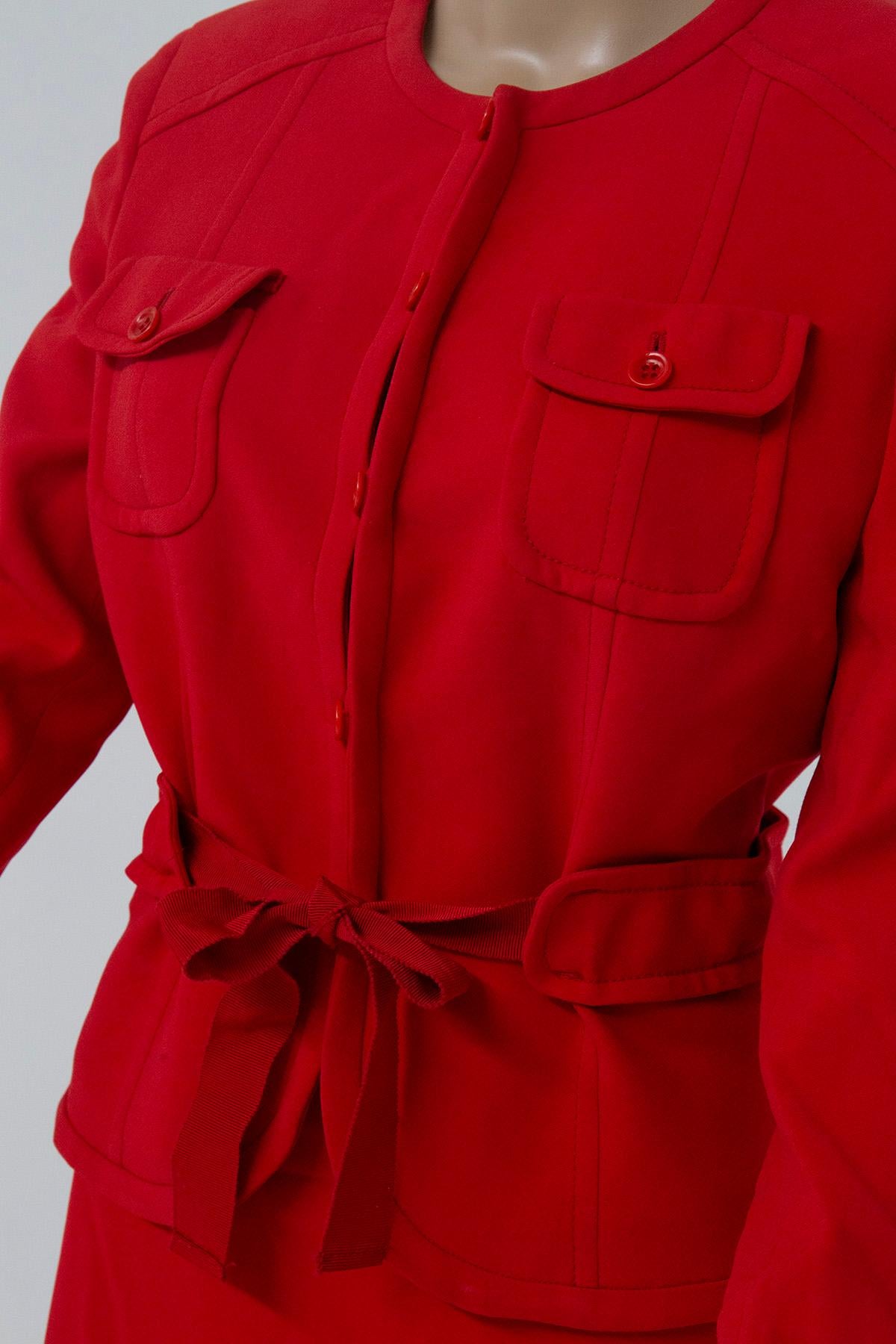 Valentino Garavani Red suit Sheath Dresses 1990 In Good Condition For Sale In Milano, IT