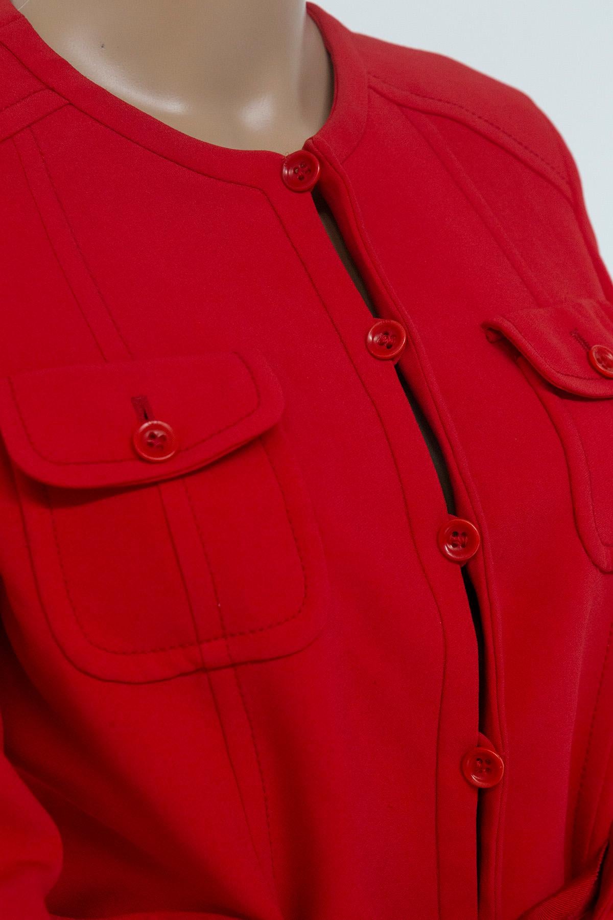 Valentino Garavani Rotes Etuikleid mit Anzug 1990 im Angebot 3