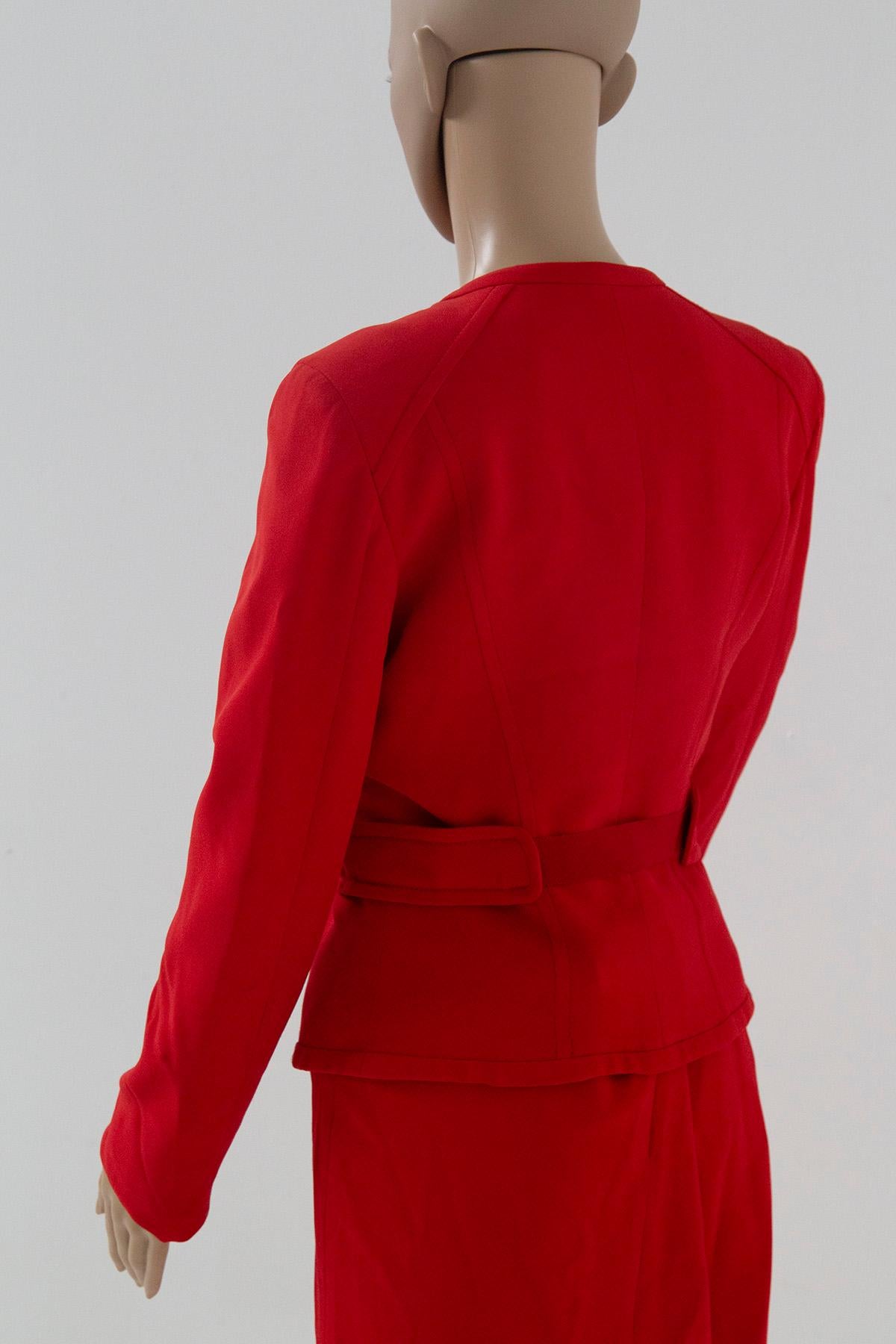 Valentino Garavani Red suit Sheath Dresses 1990 For Sale 4