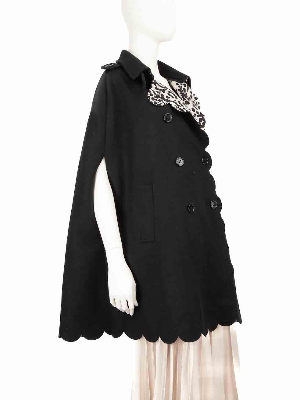 Women's Valentino Garavani Red Valentino Black Scalloped Accent Cape Size XL