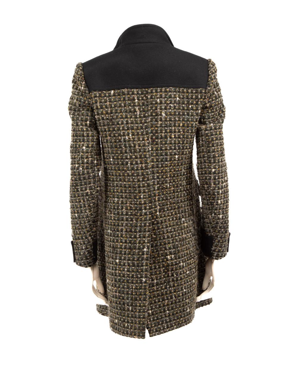 Black Valentino Garavani Red Valentino Green Mid-Length Tweed Coat Size M