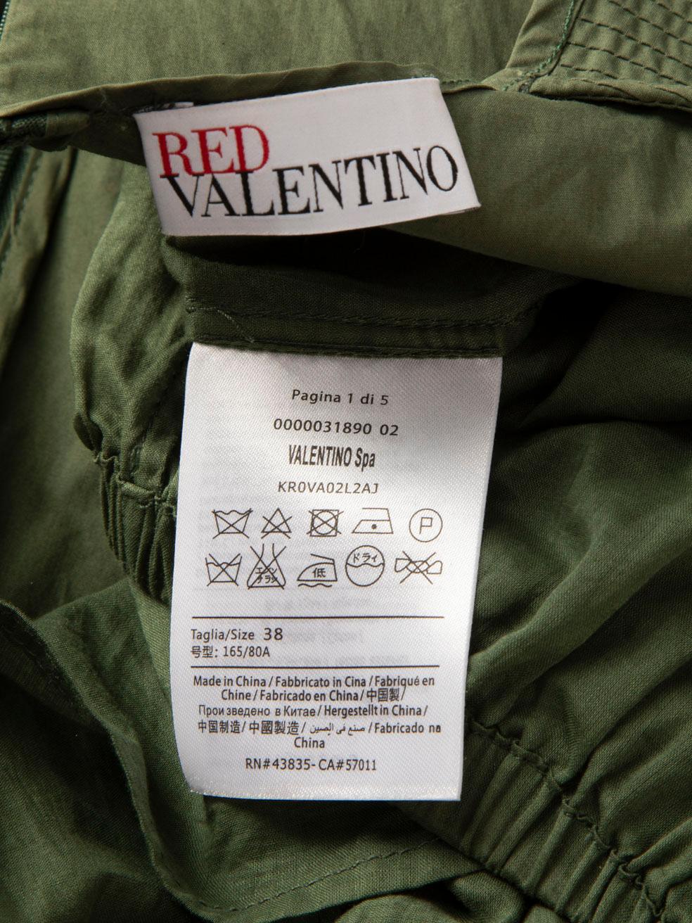 Valentino Garavani Red Valentino Khaki Cut-Out Pattern Dress Size XS For Sale 1