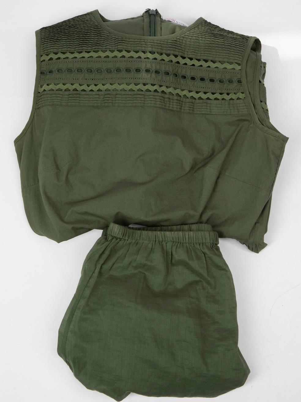 Valentino Garavani Red Valentino Khaki Cut-Out Pattern Dress Size XS For Sale 2