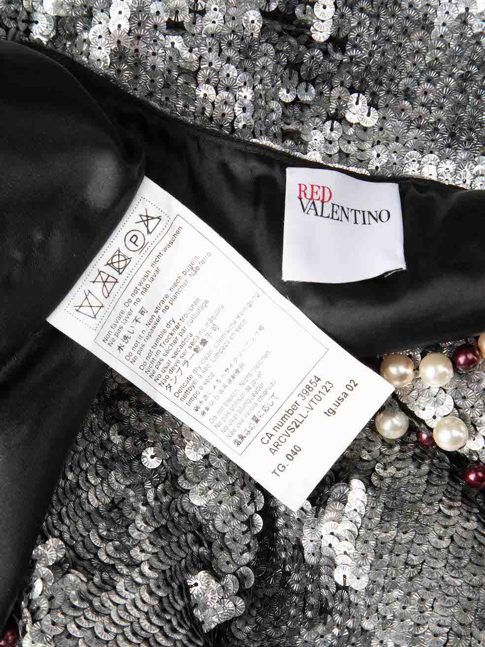 Valentino Garavani RED Valentino Silver Sequin & Beaded Sleeveless Dress Size S For Sale 1