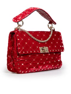 Valentino Garavani Red Velvet Rockstud Spike Bag