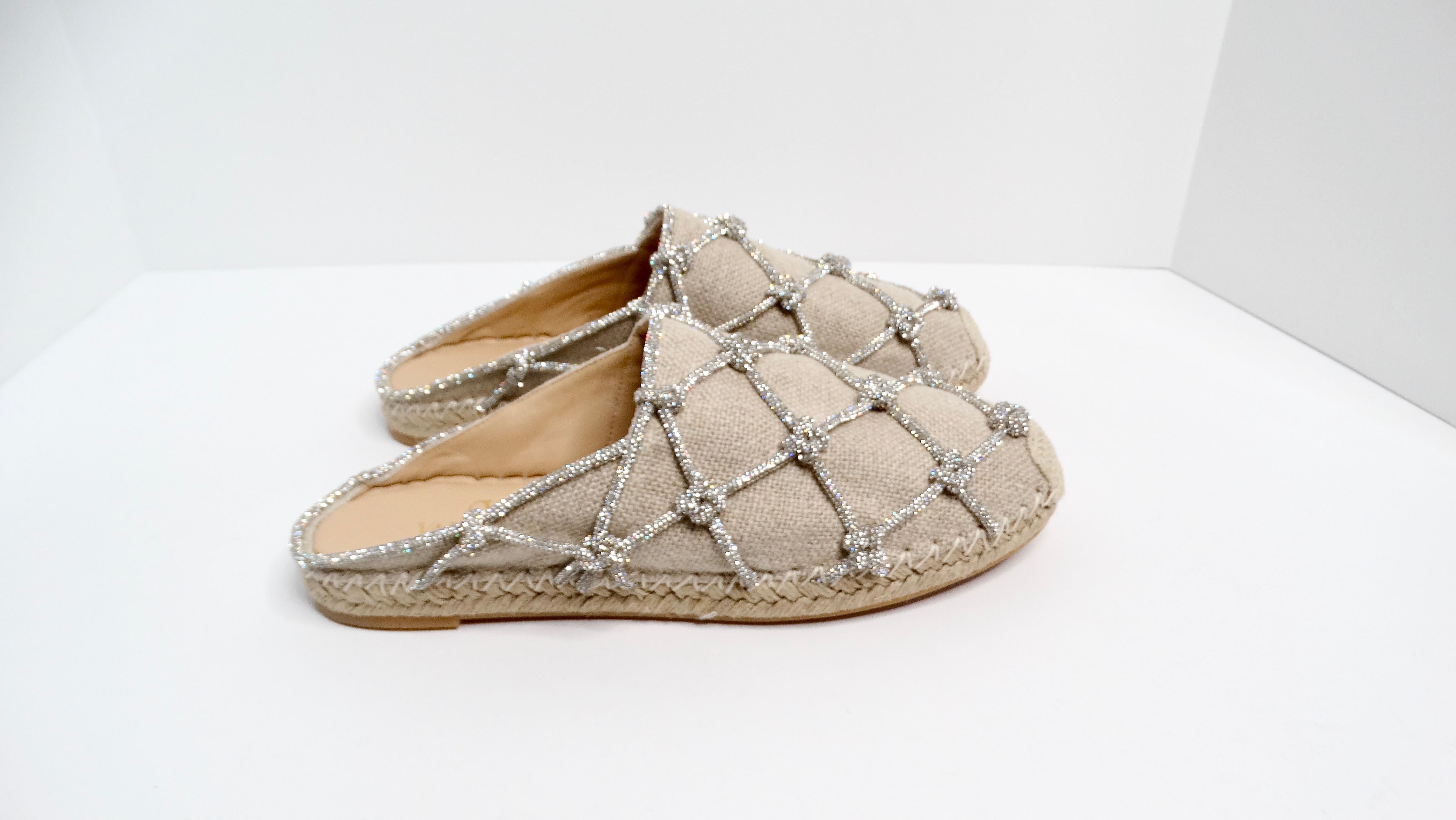 Valentino Garavani Resort Crystal Knot Caged Espadrille Mules In Good Condition In Scottsdale, AZ