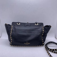 Valentino Garavani Rockstud Black Calfskin Medium Double-Handle Tote Bag