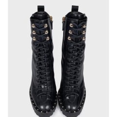 Botines de cuero negro Rockstud de Valentino Garavani, talla 36 de la UE