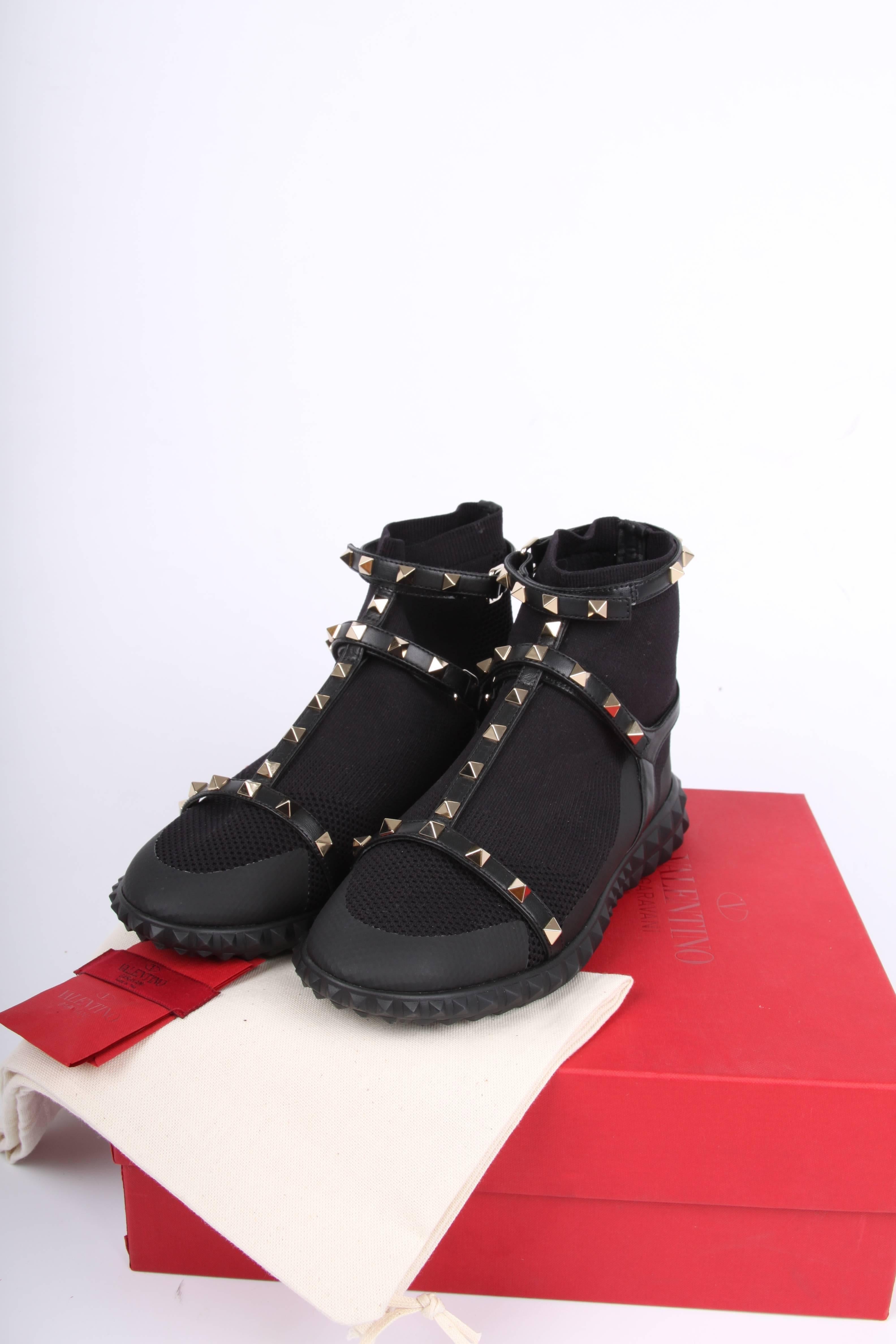 Black Valentino Garavani Rockstud Body-Tech Sock Sneaker - black