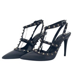 Valentino Garavani Rockstud Cage Strappy Pointed Toe Pumps 36.5