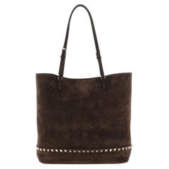 Valentino Garavani Rockstud-Embellished Suede Tote Bag — Brown