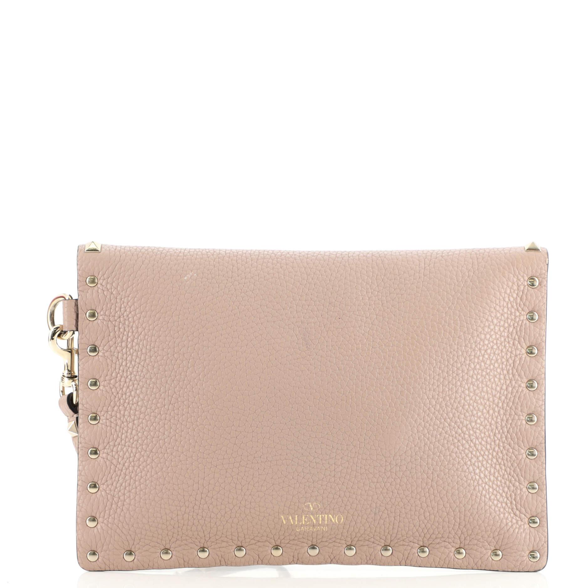 Women's or Men's Valentino Garavani Rockstud Envelope Wristlet Clutch Leather Small