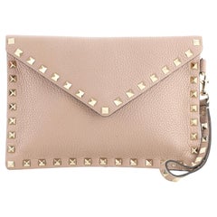 Valentino Garavani Rockstud Envelope Wristlet Clutch Leather Small