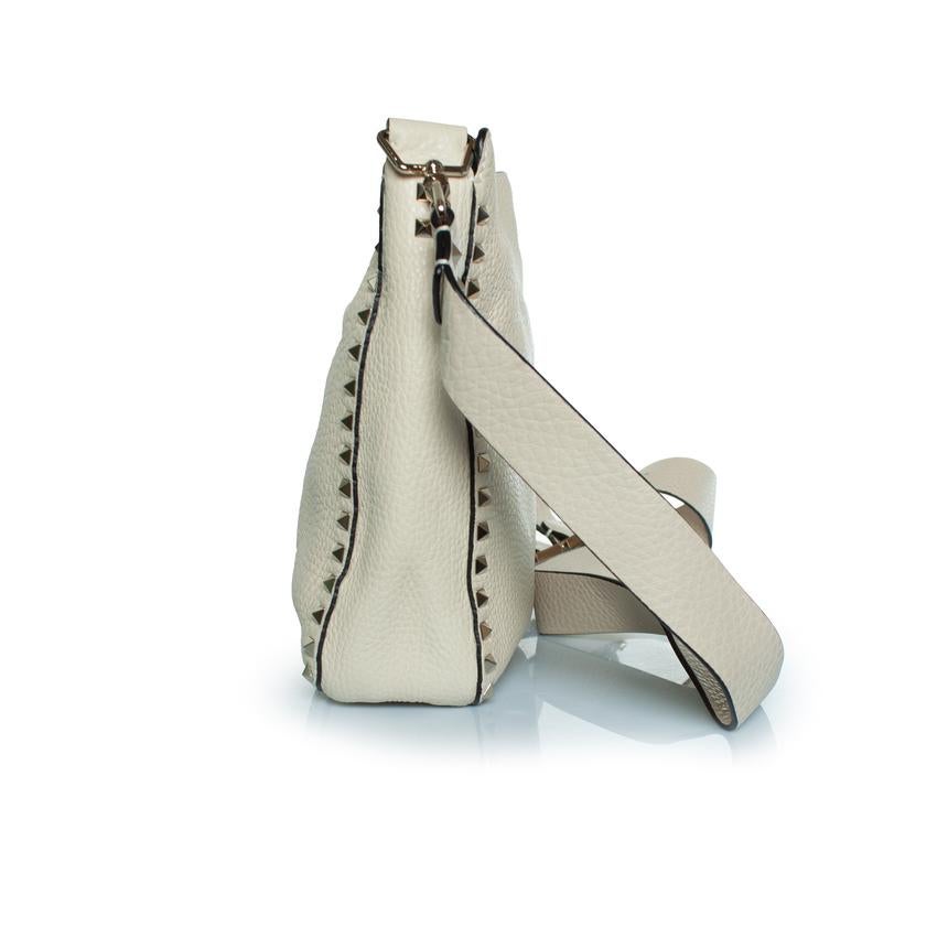Gray Valentino Garavani, Rockstud hobo messenger bag For Sale