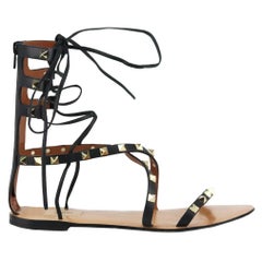 Valentino Garavani Rockstud Lace Up Leather Sandals