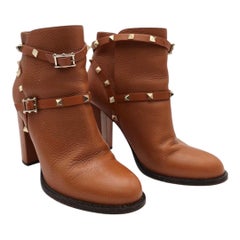 Bottines en cuir Valentino Garavani Rockstud - Cognac Brown