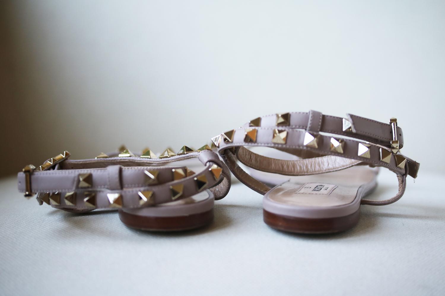 Valentino Garavani Rockstud Leather Sandals In Excellent Condition In London, GB