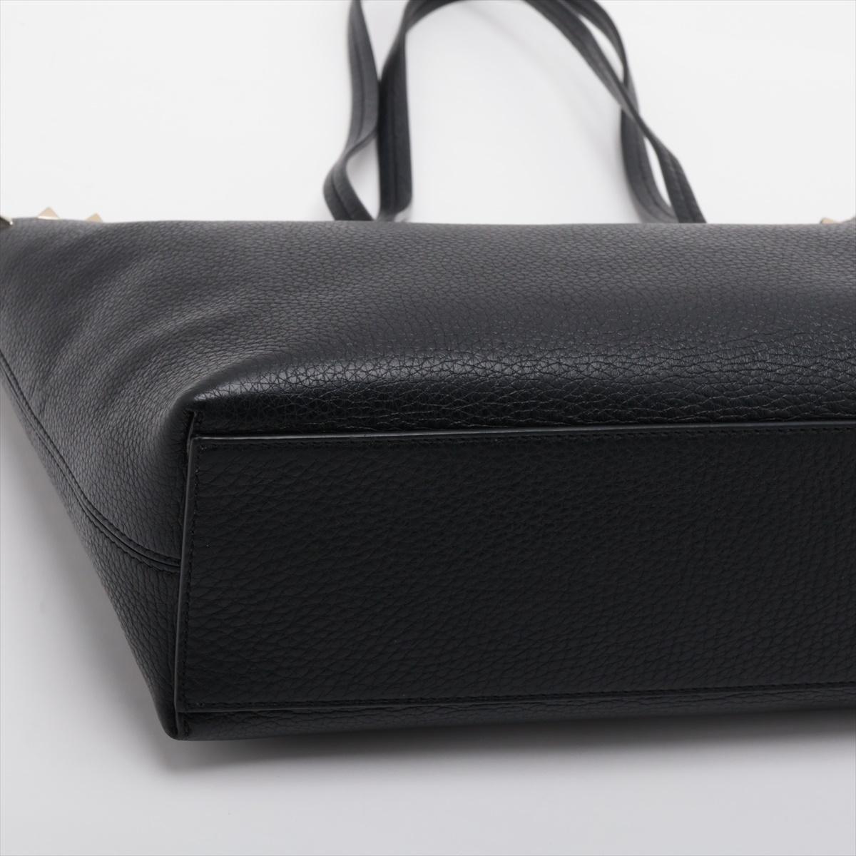 Valentino Garavani Rockstud Leather Tote Bag Black 1