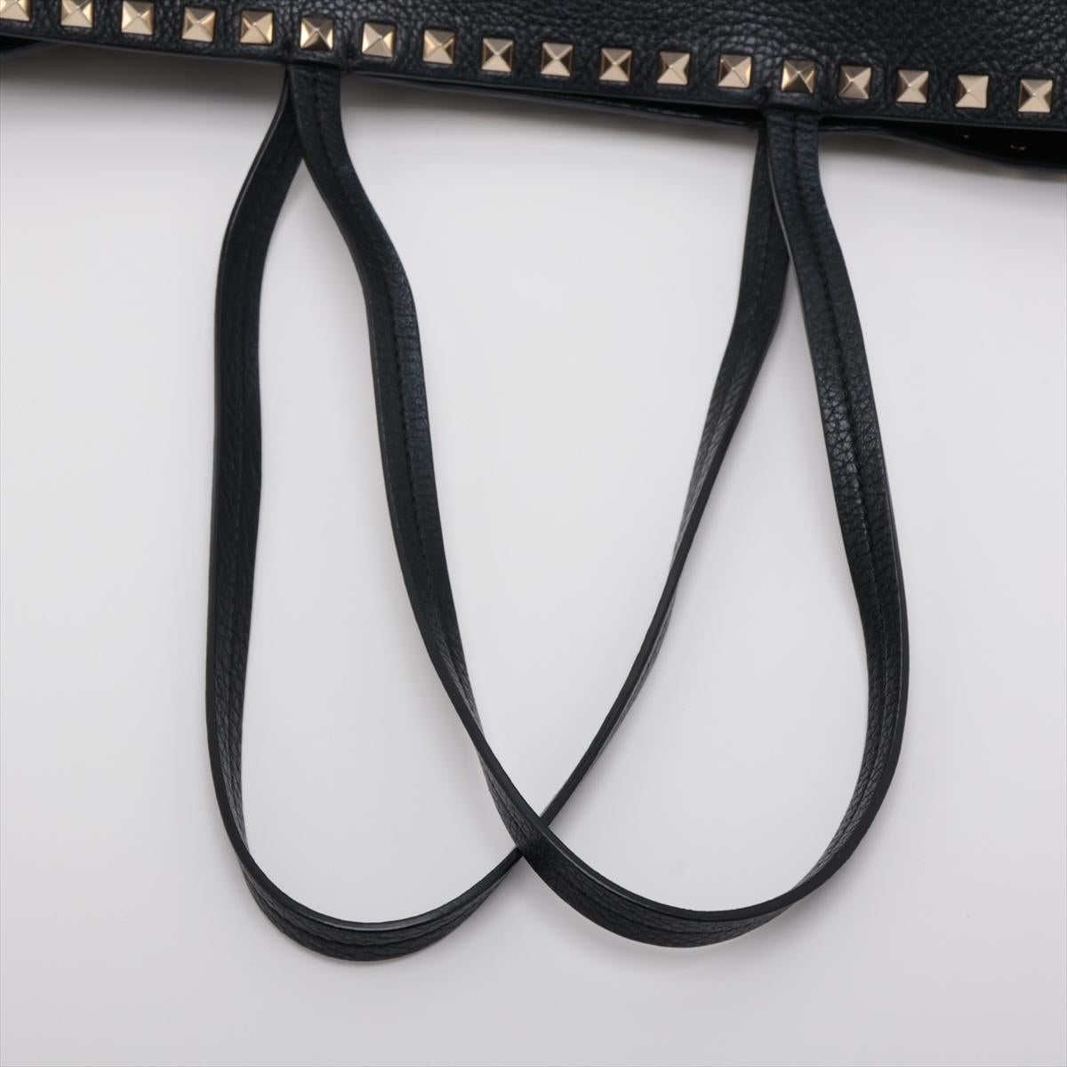 Valentino Garavani Rockstud Leather Tote Bag Black 2