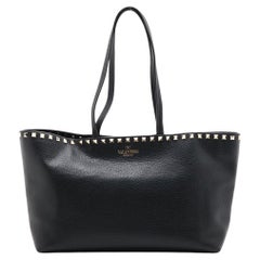Valentino Garavani Rockstud Leather Tote Bag Black