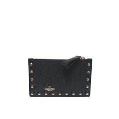 Valentino Garavani Rockstud Leather Zip Coin Purse Card Holder