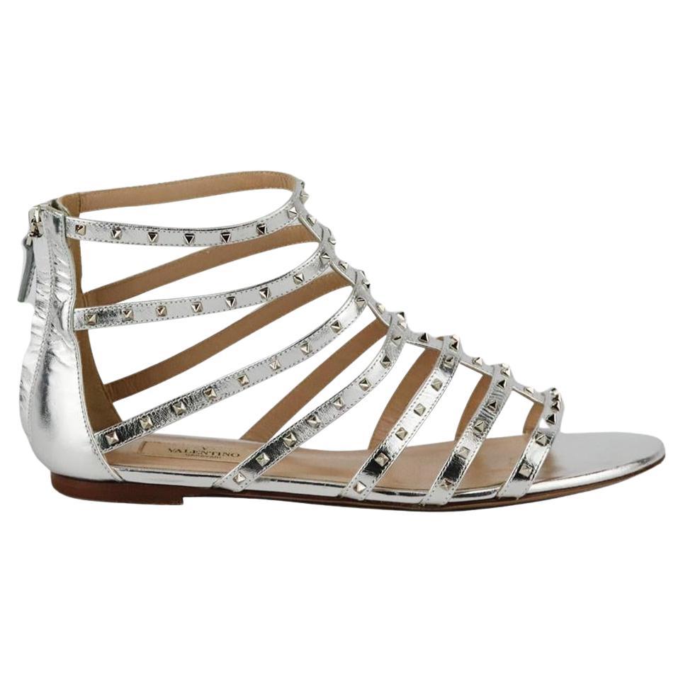 Valentino Rockstud Embellished Slip On Espadrille Black Cowhide 240572