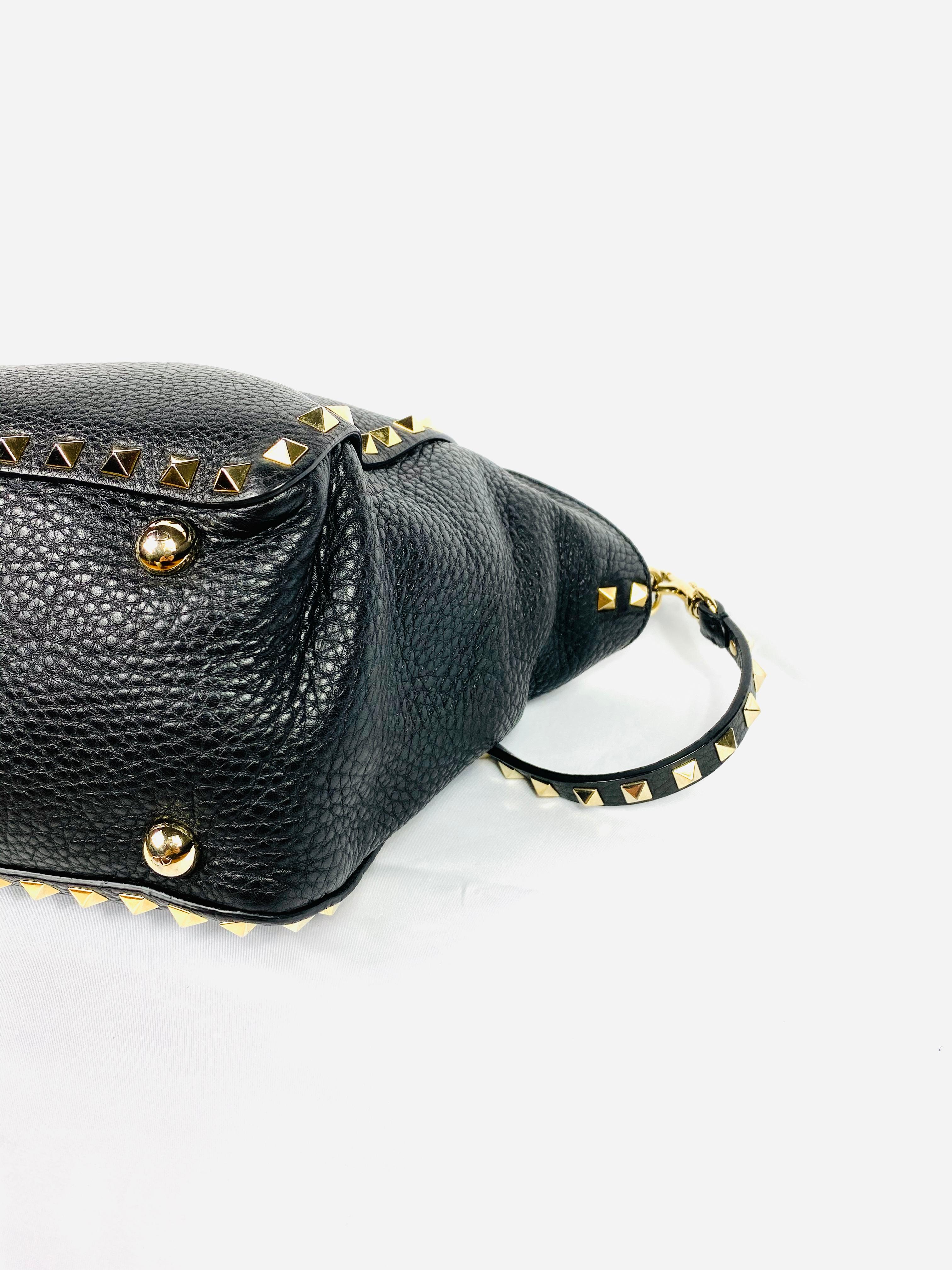 Valentino Garavani Rockstud Mini Vitello Black Leather Tote Shoulder Handbag 2