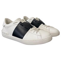 Valentino Garavani Rockstud Open Leder Sneakers IT 44.5 Weiß Schwarz Colorblock