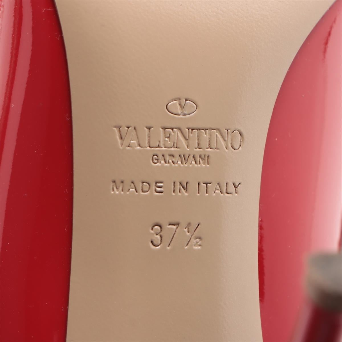 Valentino Garavani Rockstud escarpins à bout pointu en cuir verni rouge en vente 6