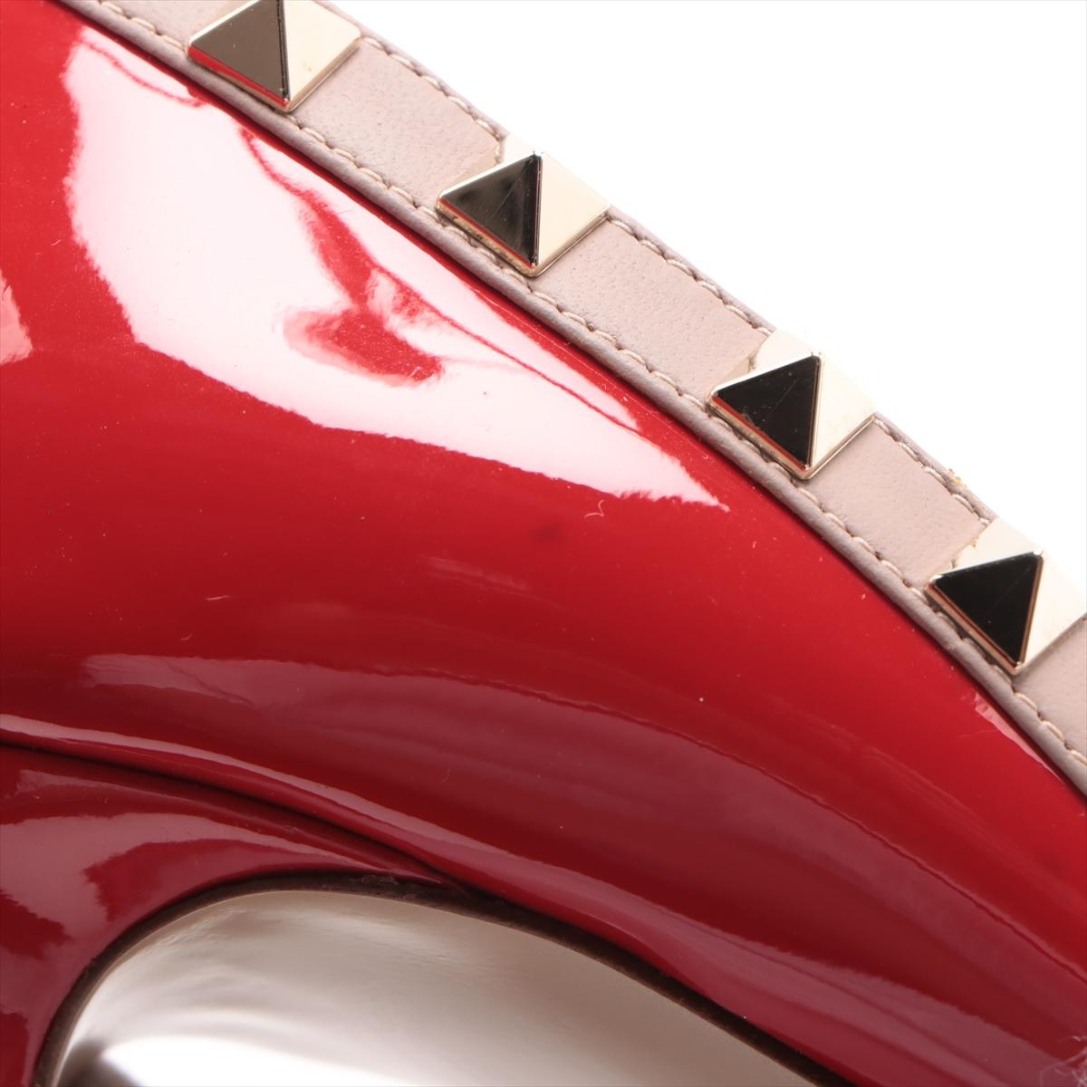 Valentino Garavani Rockstud Pointed-toe Patent Leather Pump Red For Sale 8