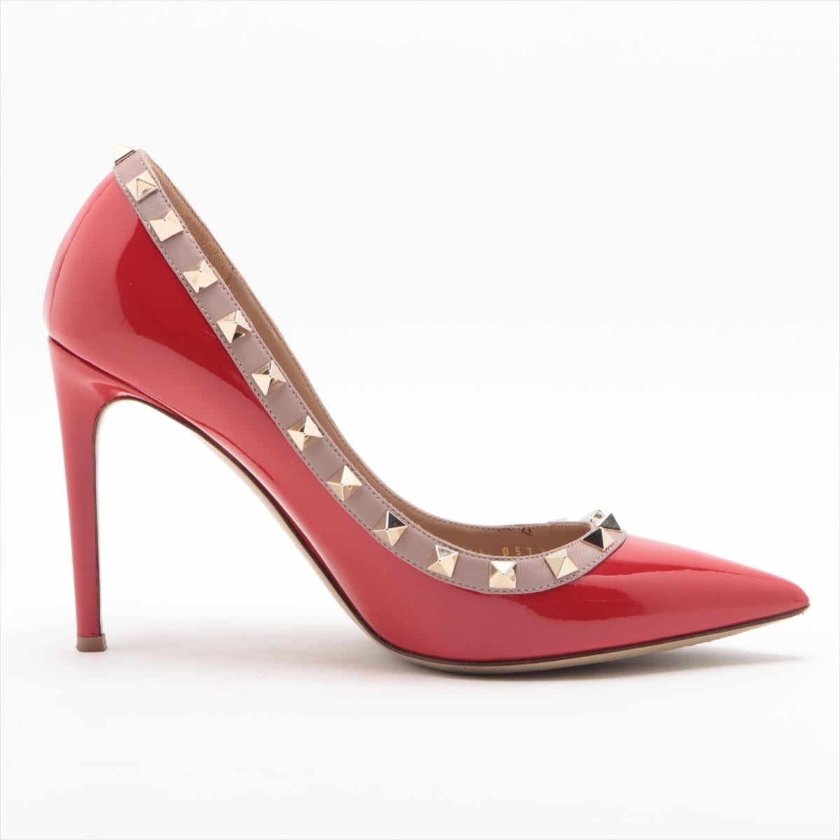 Valentino Garavani Rockstud Pointed-toe Patent Leather Pump Red For Sale 1