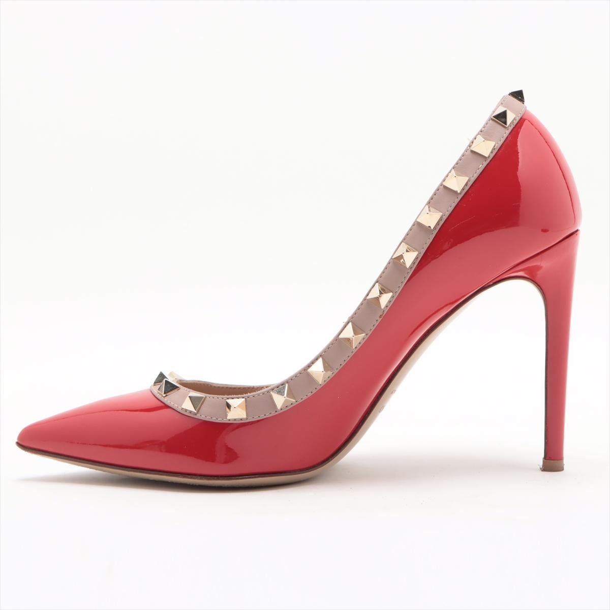 Valentino Garavani Rockstud Pointed-toe Patent Leather Pump Red For Sale 2