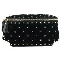 Valentino Garavani Rockstud Spike Quilted Velvet Belt Bag