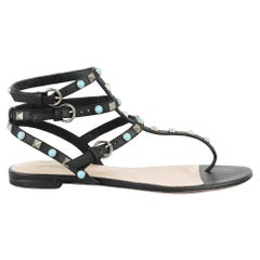 Valentino Garavani Rockstud Textured Leather Sandals Eu 38 Uk 5 Us 8
