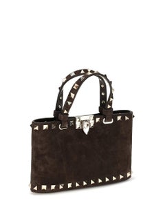 Valentino Garavani Rockstud Top Handle Bag — Brown